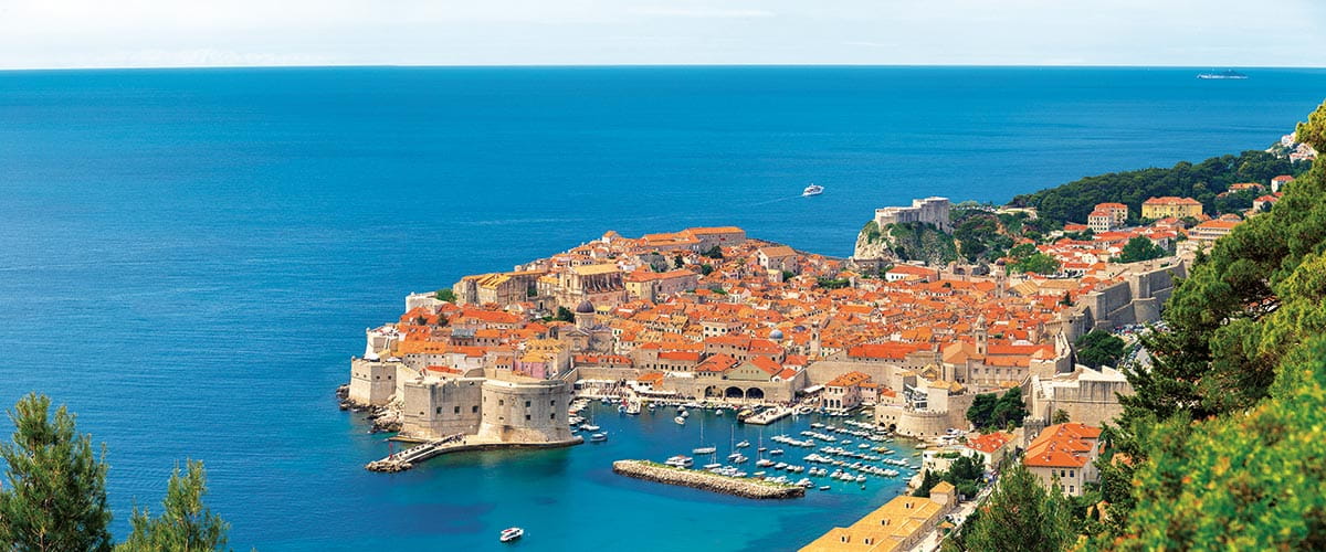 An aerial view over Dubrovnik, Croatia